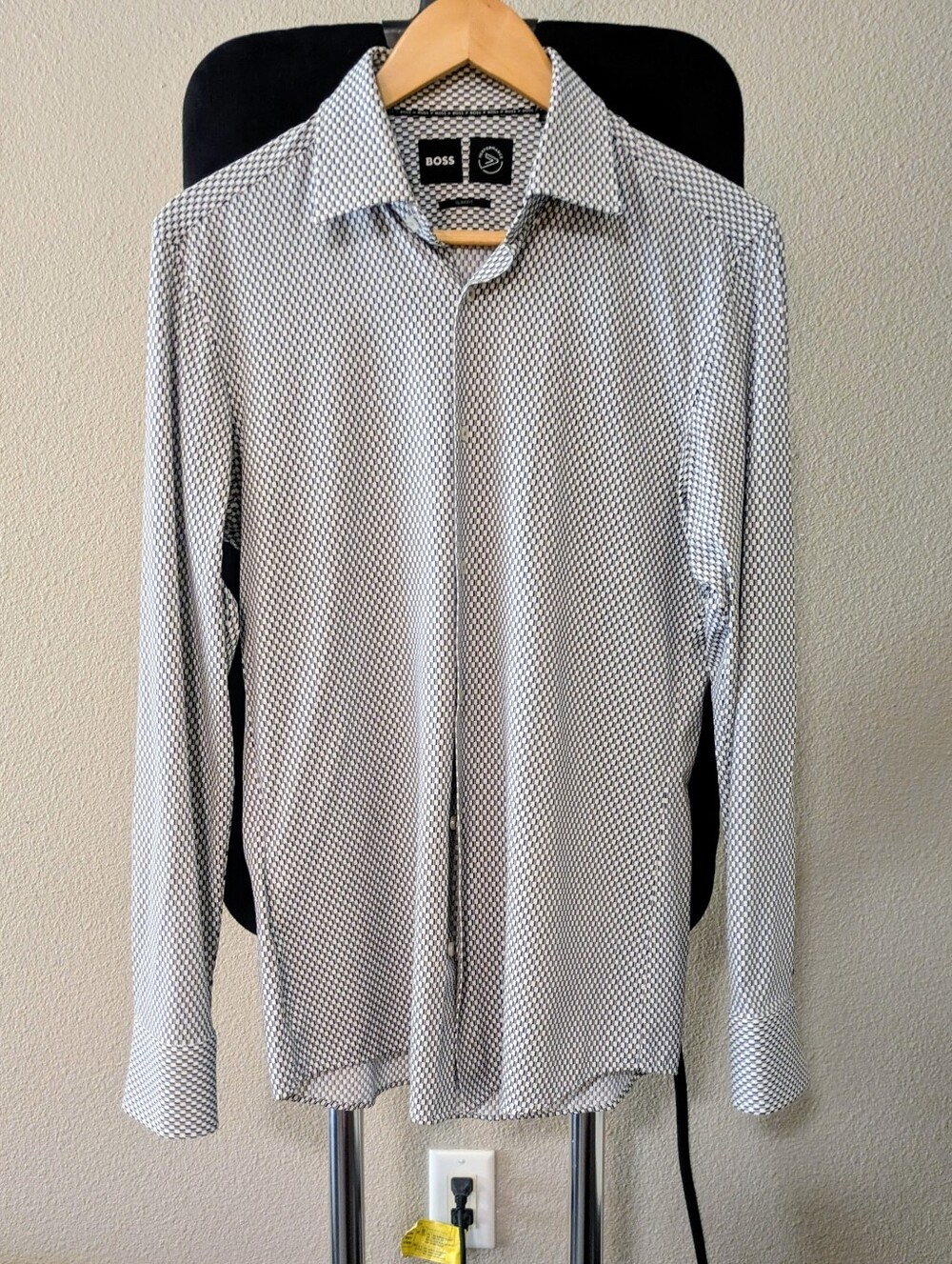 BOSS Men's Slim Fit  Stretch Micro-Print Shirt